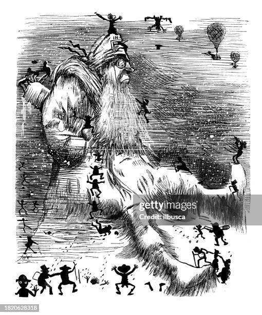 british satire caricature comic cartoon illustration - ben nevis summit stock illustrations