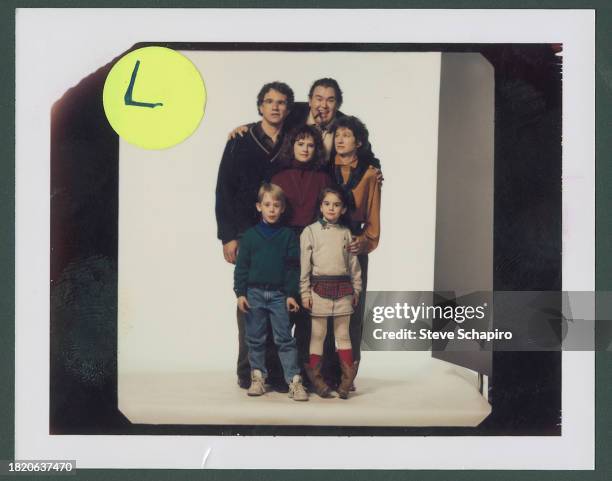 Portrait of cast members as they pose, against a white background, for the film 'Uncle Buck' , Los Angeles, California, 1989. Pictured are, rear,...