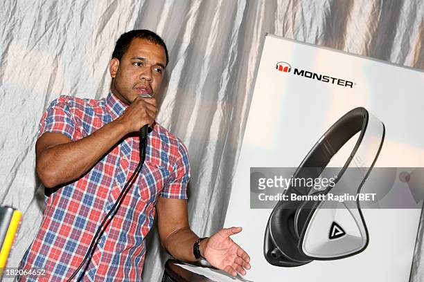 Photographer Johnny Nunez speaks at the BET Music Matters "Press Play" event Powered by Monster at TWELVE Atlantic Station on September 27, 2013 in...