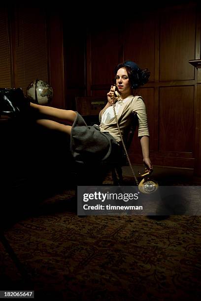 1940s style business woman - company president stock pictures, royalty-free photos & images