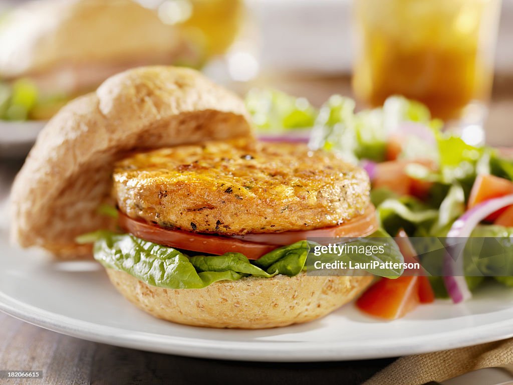 Vegetarian Soy Burger with Spinach