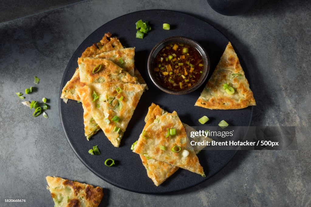 Directly above shot of food in plate on table,United States,USA