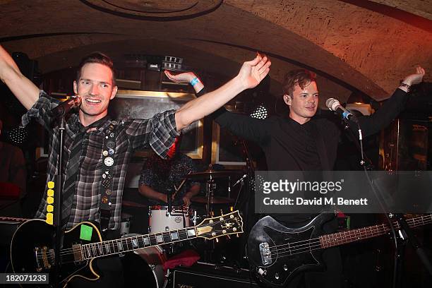 Dan Gillespie Sells and Richard Jones from The Feeling perform at the 50th Birthday Celebration of Annabel's Nightclub on September 27, 2013 in...