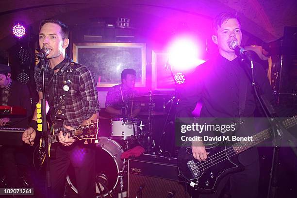 Dan Gillespie Sells and Richard Jones from The Feeling perform at the 50th Birthday Celebration of Annabel's Nightclub on September 27, 2013 in...