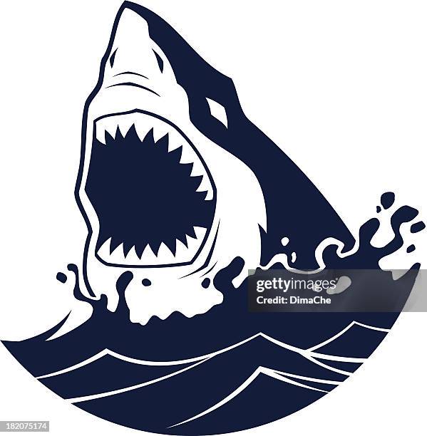 stockillustraties, clipart, cartoons en iconen met shark attack - bijten