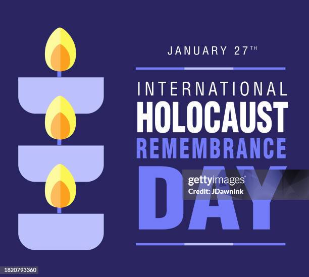 ilustrações de stock, clip art, desenhos animados e ícones de international holocaust remembrance day january 27 web banner design with lit candle - holocausto