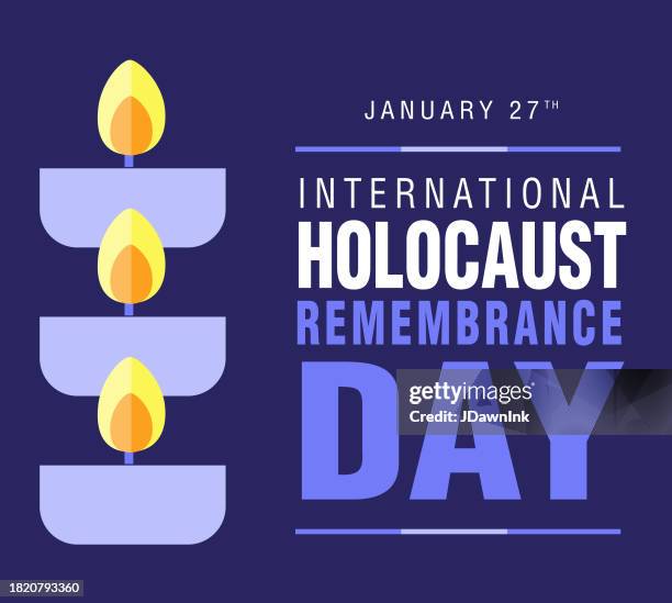 international holocaust remembrance day january 27 web banner design with lit candle - holocaust stock illustrations