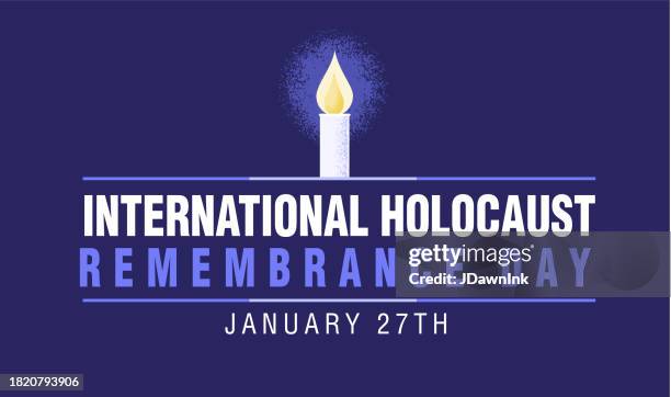 internationaler tag des gedenkens an die opfer des holocaust am 27. januar webbanner-design mit brennender kerze - international holocaust remembrance day stock-grafiken, -clipart, -cartoons und -symbole