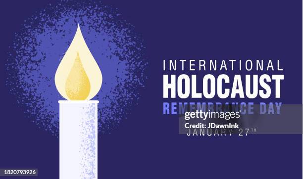 international holocaust remembrance day january 27 web banner design with lit candle - international holocaust remembrance day stock illustrations