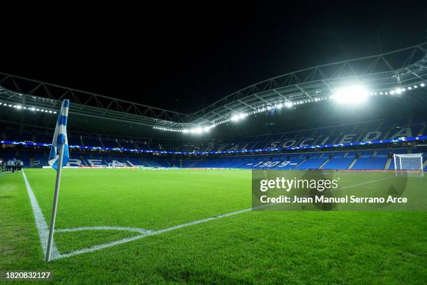 General view inside the stadium prior to the UEFA Champions League match between Real Sociedad and FC Salzburg at Reale Arena on November 29, 2023 in...