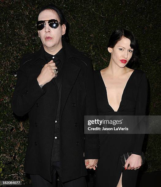 Marilyn Manson and Lindsay Usich attend the premiere of HBO's final season of "Eastbound And Down" at Avalon on September 27, 2013 in Hollywood,...