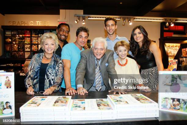 Actors Susan Hayes, James Reynolds, Bryan Dattilo, Bill Hayes, Blake Berris, Peggy McCay and Camila Banus greet fans and sign books at the "Days of...