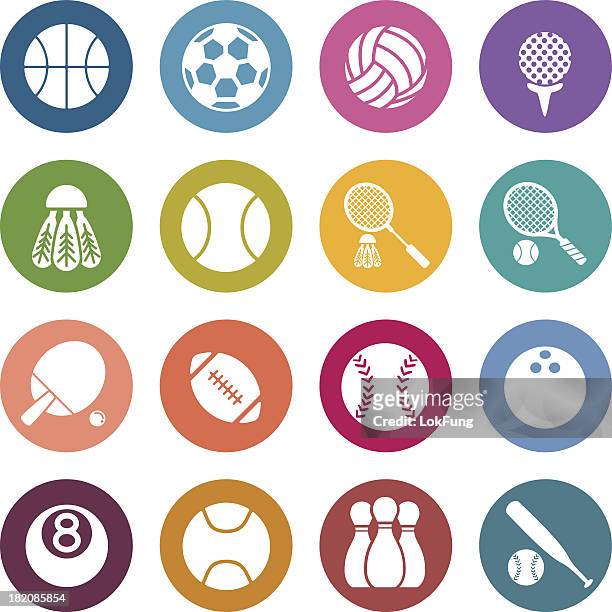 variety of colorful sporting icons - 羽毛球拍 幅插畫檔、美工圖案、卡通及圖標
