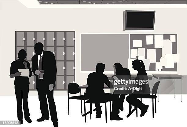 student classroom - school locker stock illustrations