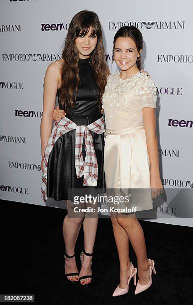 Actress Hailee Steinfeld and actress Bailee Madison arrive at the 2013 Teen Vogue Young Hollywood Awards on September 27, 2013 in Los Angeles,...