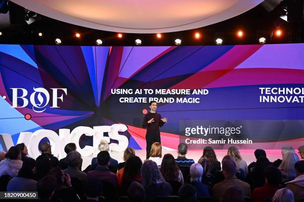 Imran Amed onstage during #BoFVOICES at Soho Farmhouse on November 29, 2023 in Chipping Norton, England.
