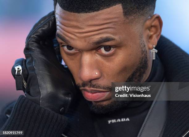 Sky Sports pundit Daniel Sturridge before during the Premier League match between Manchester City and Liverpool FC at Etihad Stadium on November 25,...