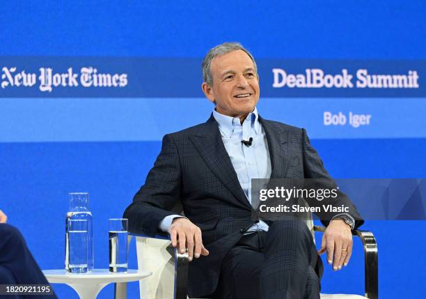 Robert Iger speaks onstage during The New York Times Dealbook Summit 2023 at Jazz at Lincoln Center on November 29, 2023 in New York City.