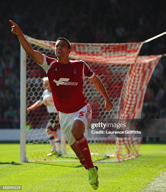 Jack Hobbs of Nottingham Forest celebrates scoring the opening goal during the Sky Bet Championship match between Nottingham Forest and Derby County...