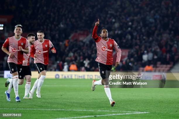 Kyle Walker-Peters of Southampton celebrates after scoring the first goal of the game during the Sky Bet Championship match between Southampton FC...