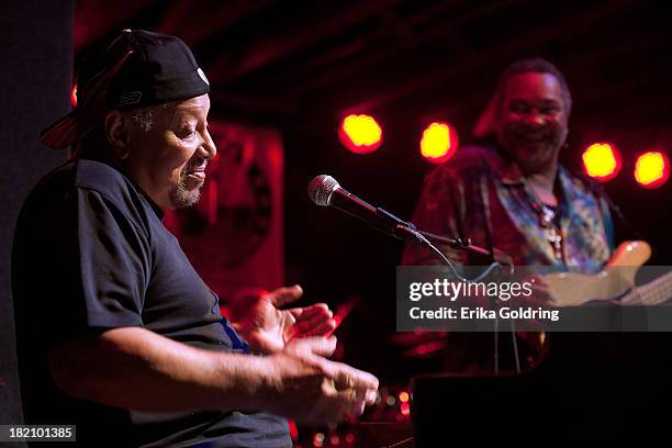 Art Neville and George Porter Jr. Of The Funky Meters perform at Tipitina's on September 27, 2013 in New Orleans, Louisiana.