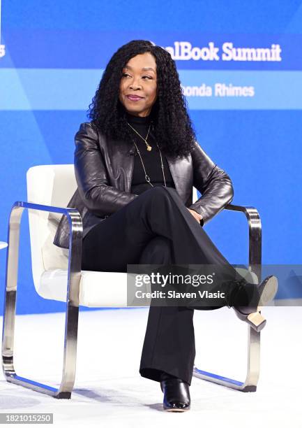 Shonda Rhimes speaks onstage during The New York Times Dealbook Summit 2023 at Jazz at Lincoln Center on November 29, 2023 in New York City.