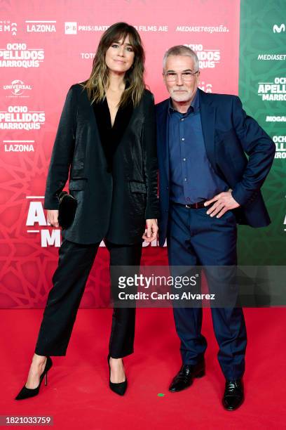 Isabel Jiménez and David Cantero attend the premiere of "Ocho Apellidos Marroquis" at the Callao cinema on November 29, 2023 in Madrid, Spain.