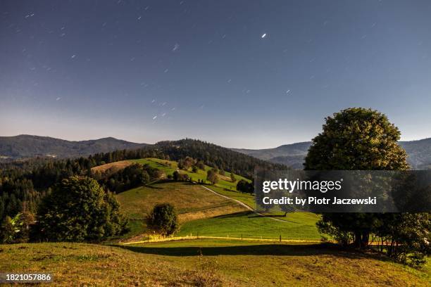 starry night over the rolling hills of cienków, wisła - poland stock pictures, royalty-free photos & images