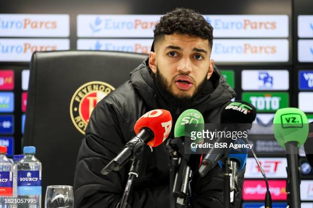 Ismael Saibari of PSV during the press conference during the Dutch Eredivisie match between Feyenoord and PSV at Stadion Feijenoord on December 3,...