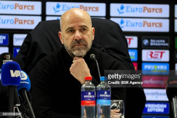 Headcoach Peter Bosz of PSV during the press conference during the Dutch Eredivisie match between Feyenoord and PSV at Stadion Feijenoord on December...