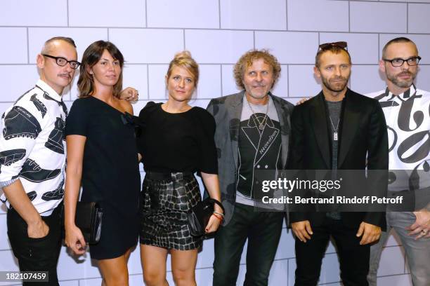 Renzo Rosso with his companion Arianna Lessi and his son Stefano Rosso with his wife Alessia between Fashion Designers Viktor & Rolf after their show...