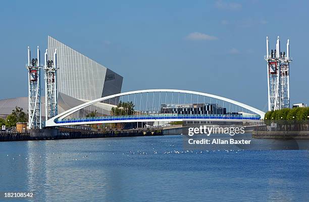 salford quays millennium footbridge - manchester england stock pictures, royalty-free photos & images