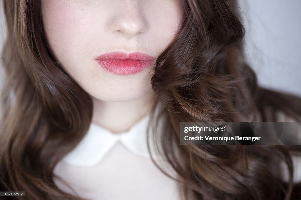 Close-up of mouth and hair.