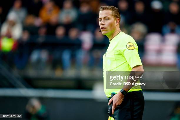 Assistant Referee Joost van Zuilen looks on during the Dutch Eredivisie match between NEC Nijmegen and AFC Ajax at Goffertstadion on December 3, 2023...