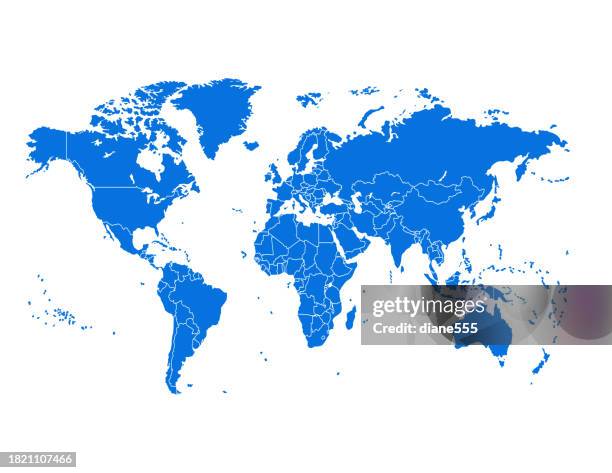 world map with separated countries on a transparent base - flat design stock illustrations