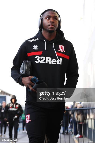 Anfernee Dijksteel of Middlesbrough arrives at the stadium prior to the Sky Bet Championship match between Leeds United and Middlesbrough at Elland...