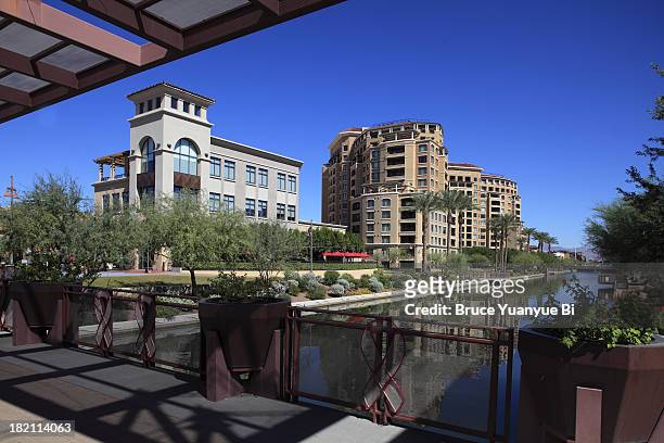 downtown scottsdale waterfront - scottsdale arizona city stock pictures, royalty-free photos & images