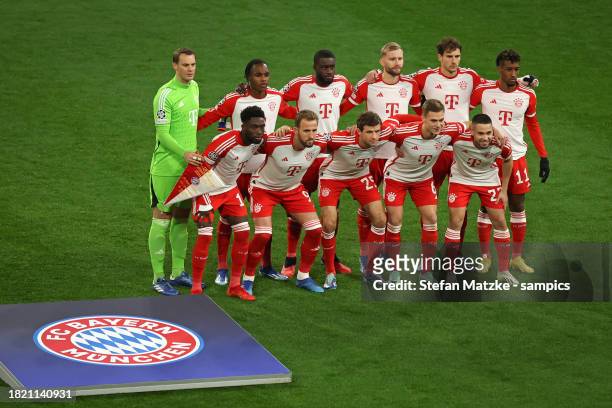 Teampicture with Manuel Neuer of Bayern Muenchen Mathys Tel of FC Bayern Muenchen Dayot Upamecano of FC Bayern Muenchen Konrad Laimer of Bayern...