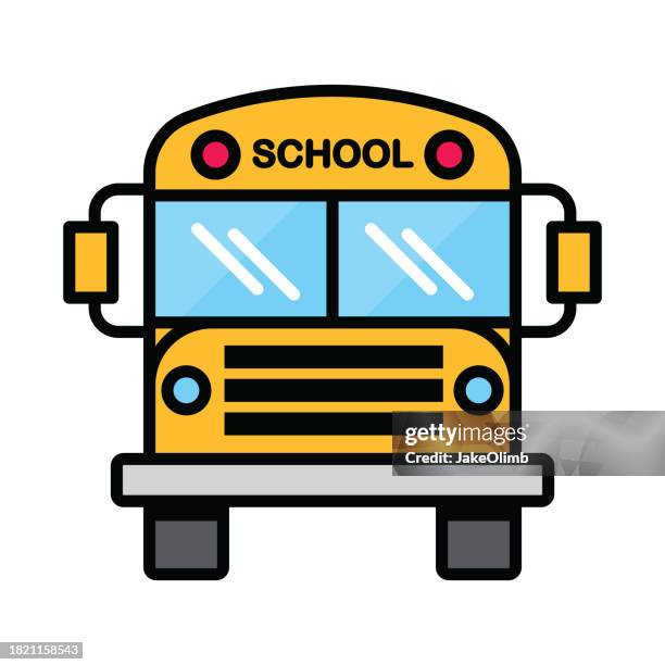 illustrazioni stock, clip art, cartoni animati e icone di tendenza di arte della linea dell'icona dello scuolabus - scuolabus