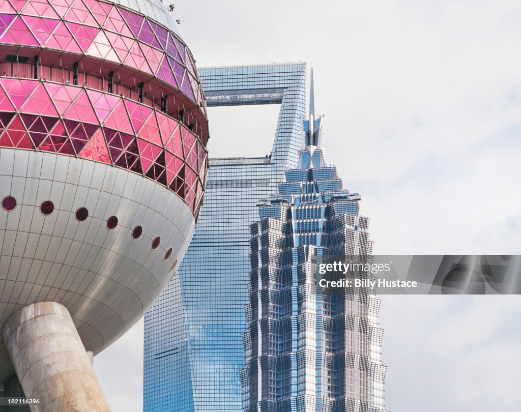 Concrete, glass, and steel towers in Shanghai