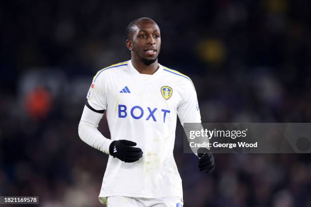 Glen Kamara of Leeds United looks on during the Sky Bet Championship match between Leeds United and Swansea City at Elland Road on November 29, 2023...