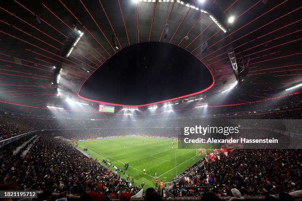 General view of play during the UEFA Champions League match between FC Bayern München and F.C. Copenhagen at Allianz Arena on November 29, 2023 in...