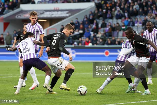 Julien LAPORTE during the Ligue 1 Uber Eats match between Toulouse Football Club and Football Club de Lorient at Stadium de Toulouse on December 3,...