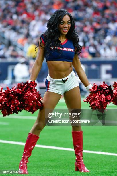 Houston Texans cheerleaders rev up the crowd during the football game between the Denver Broncos and Houston Texans at NRG Stadium on December 3,...