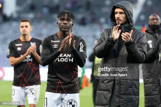 Adrian GRBIC - 11 Bamba DIENG during the Ligue 1 Uber Eats match between Toulouse Football Club and Football Club de Lorient at Stadium de Toulouse...