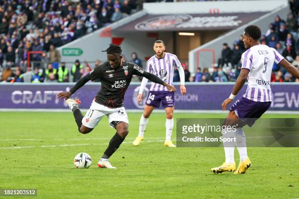 Bamba DIENG during the Ligue 1 Uber Eats match between Toulouse Football Club and Football Club de Lorient at Stadium de Toulouse on December 3, 2023...