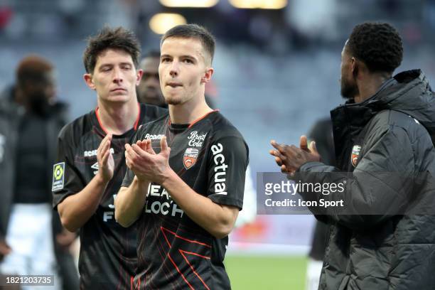 Theo LE BRIS during the Ligue 1 Uber Eats match between Toulouse Football Club and Football Club de Lorient at Stadium de Toulouse on December 3,...