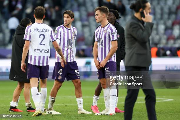 Stijn SPIERINGS - 09 Thijs DALLINGA during the Ligue 1 Uber Eats match between Toulouse Football Club and Football Club de Lorient at Stadium de...