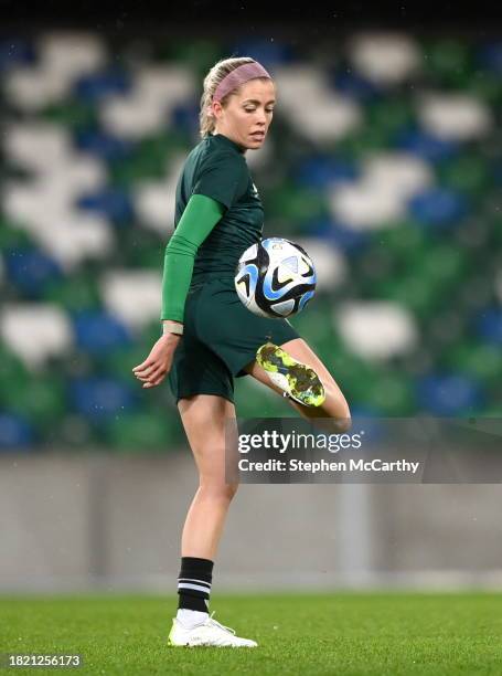 Belfast , United Kingdom - 4 December 2023; Denise O'Sullivan during a Republic of Ireland women training session at the National Football Stadium at...