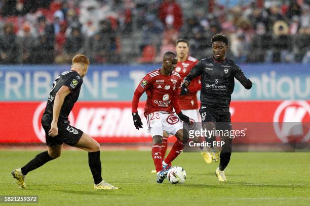 Kamory DOUMBIA - 06 Habib KEITA during the Ligue 1 Uber Eats match between Stade Brestois 29 and Clermont Foot 63 at Stade Francis Le Ble on December...